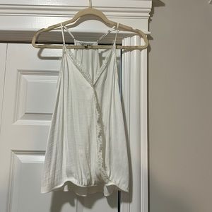Never worn! White lace wrap tank